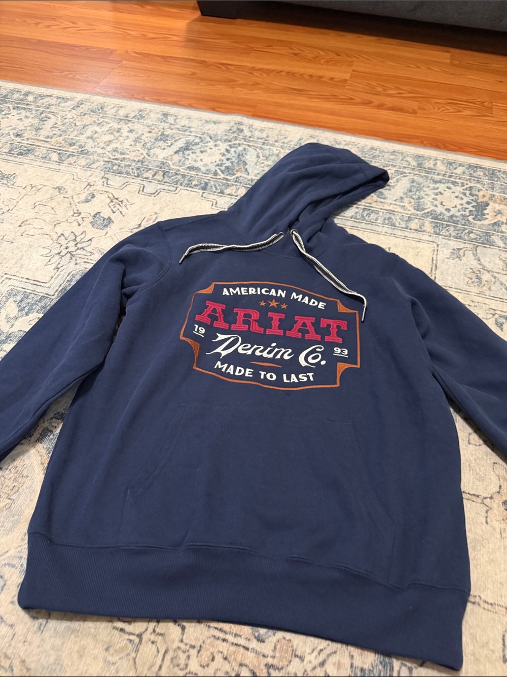 Ariat Navy Crewneck Hoodie with Red Logo Patch